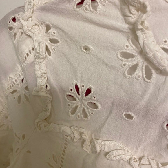 J.Crew ruffle neck long Sleeve eyelet top - white - Picture 5 of 9